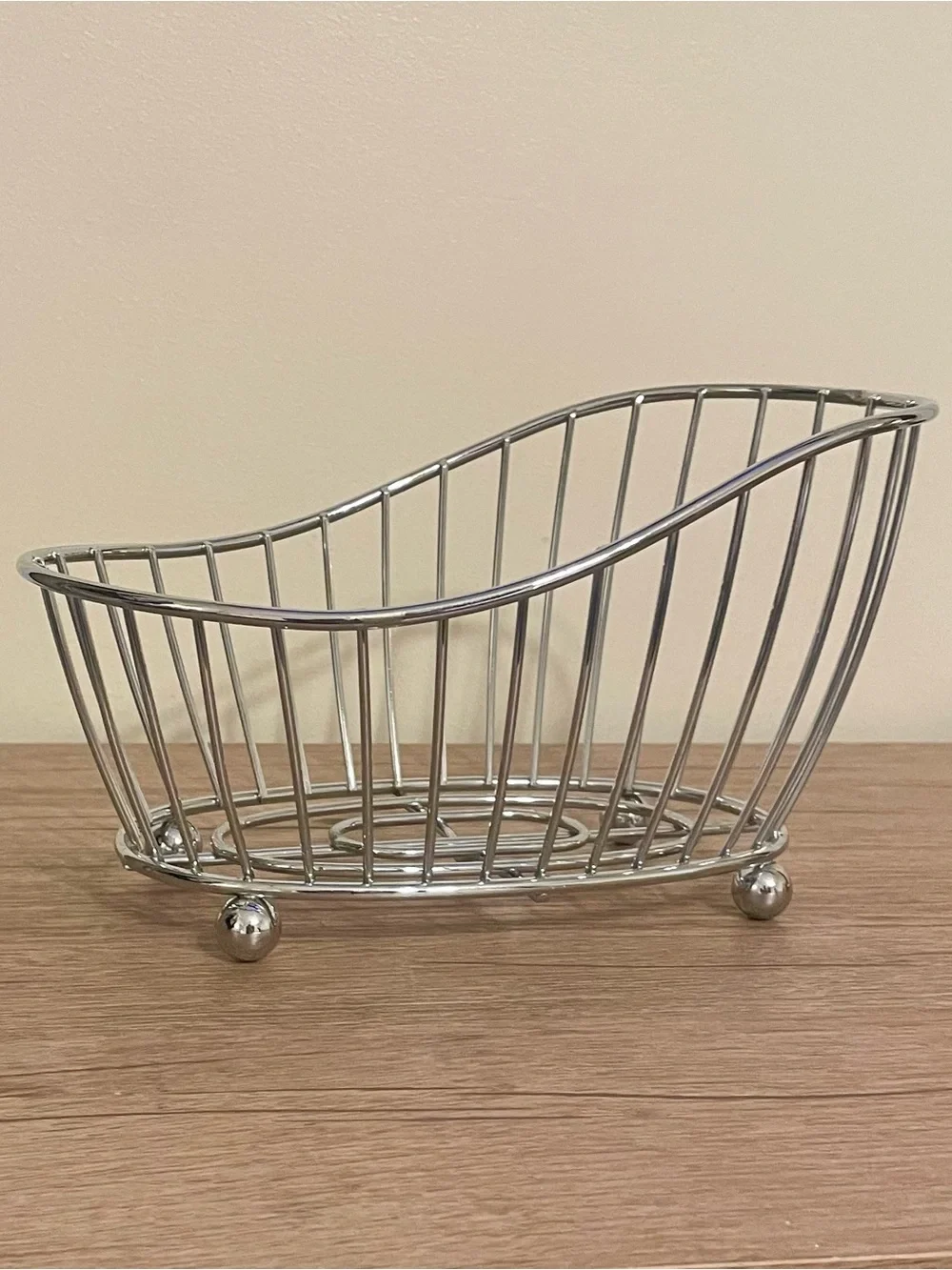 Chrome Wire Bathtub Kitchen Storage Basket Footed Caddy Soap Dish Tabletop Decor